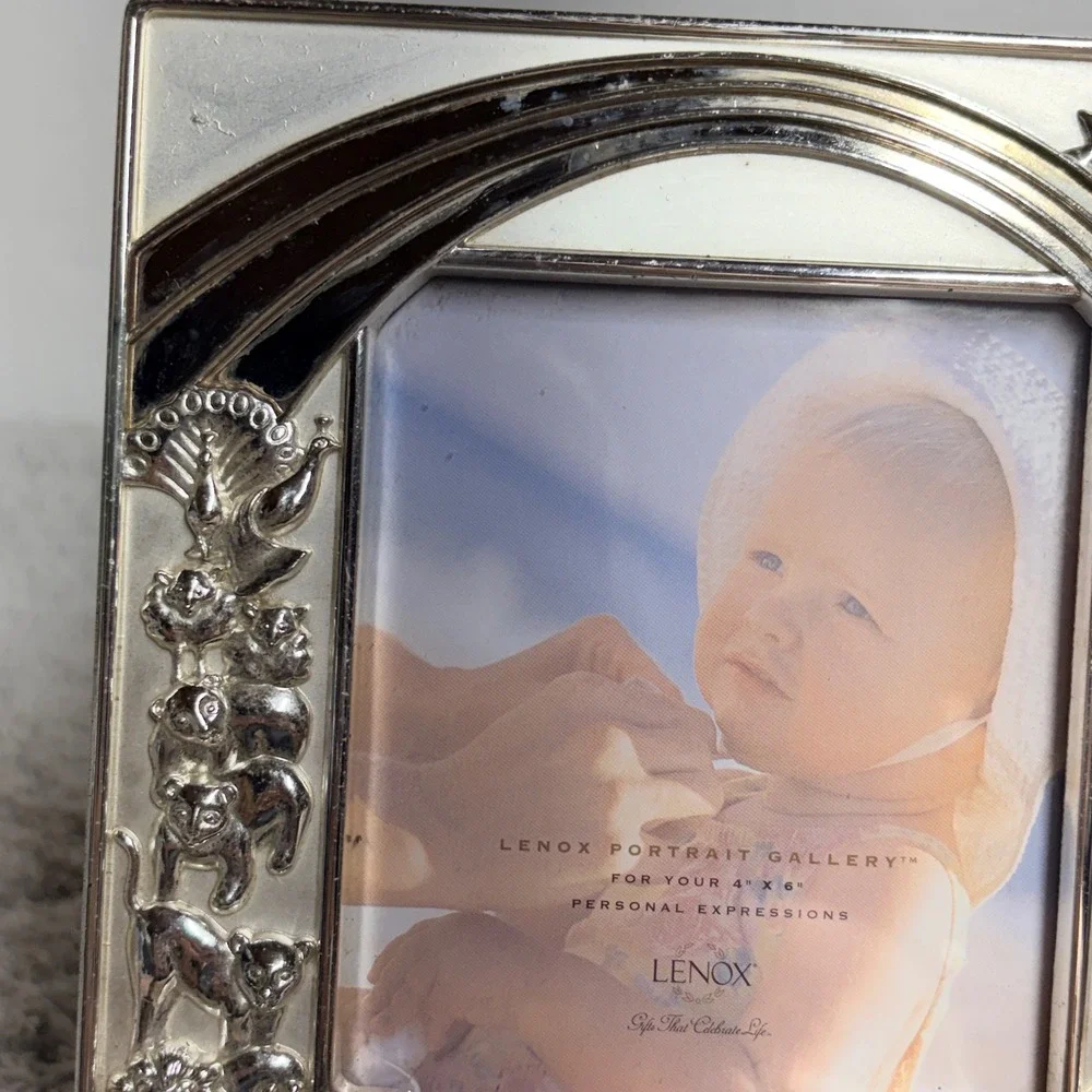 Lenox Noahs Ark Silver Tone 4x6 Picture Frame Personal Expressions Nursery Decor